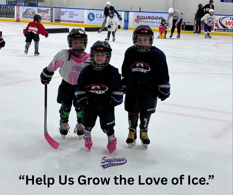 Young participants at the Saginaw Bay Ice Arena’s skating event. Credit: @saginawbayicearena via Instagram