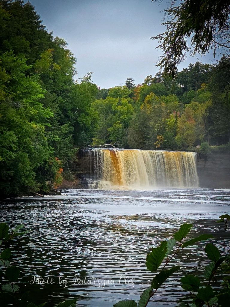 Early fall colors frame Upper Tahquamenon Falls, adding warmth to an already stunning view. Credit: Kataryzna Oles via Facebook